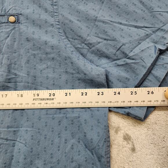Voyager Shirt Mens XXL Blue Printed Stretch Cotton Short Sleeve Button Front - Picture 9 of 11